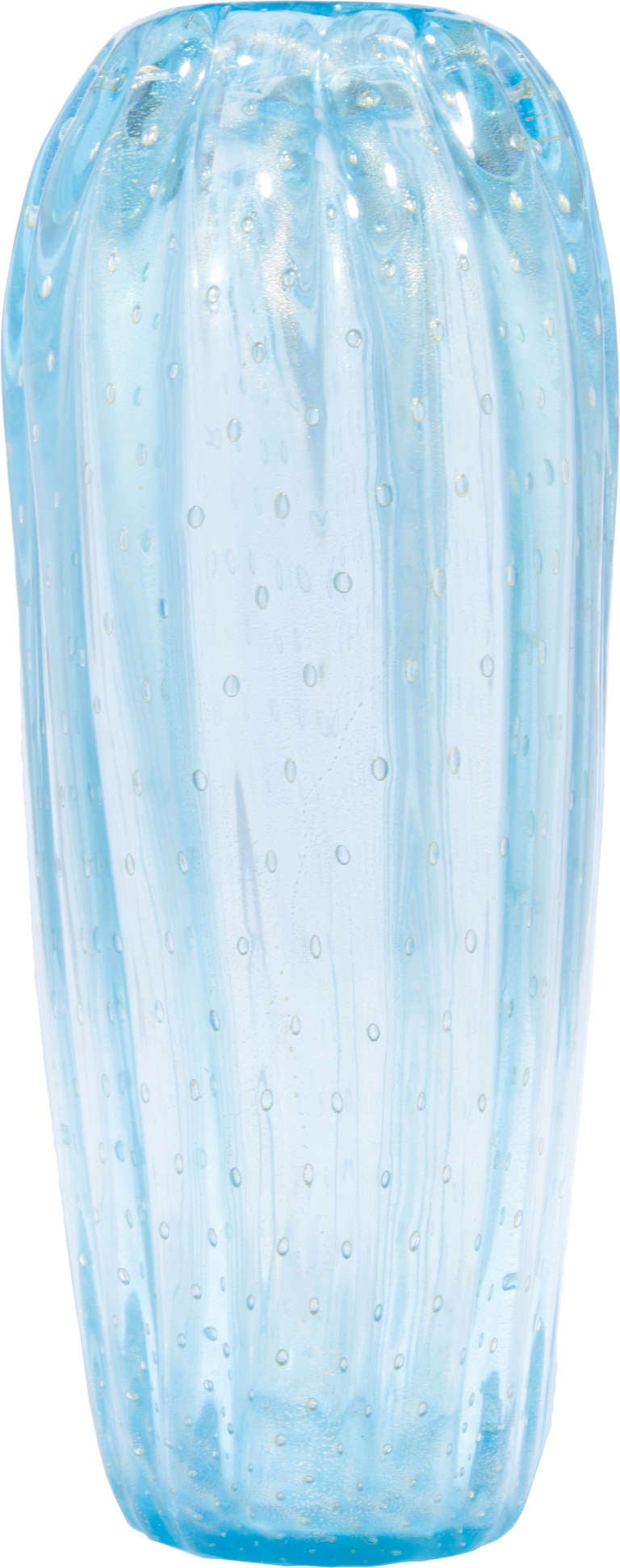 This vase has a beautiful watery blue color.