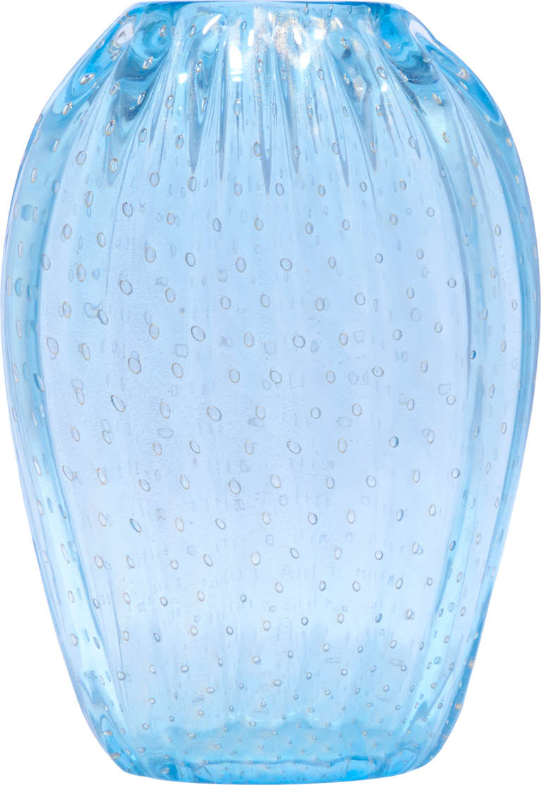 Italian Large Murano Glass Vase with Controlled Bubbles