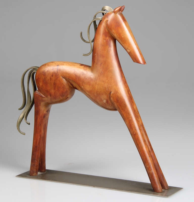 Austrian Art Deco Wood Horse Hagenauer Style Sier Kunst