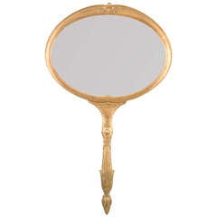 Gold Gilt Hand Mirror-Shaped Wall Mirror by Palladio