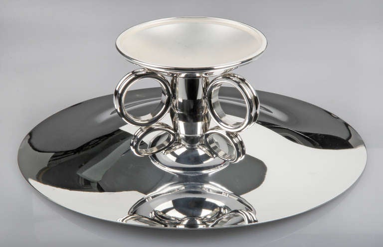 Silver Plate Art Deco Christofle Centerpiece Bowl designed by Luc Lanal