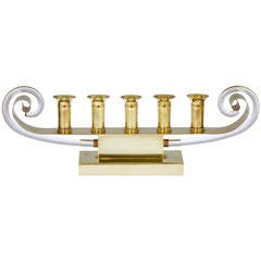 Art Deco Brass and Glass Candelabra