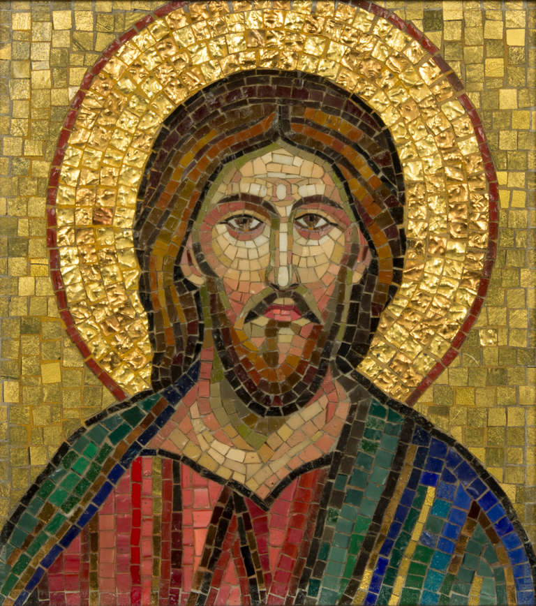 This is a beautiful mosaic using lovely gilt glass tiles.