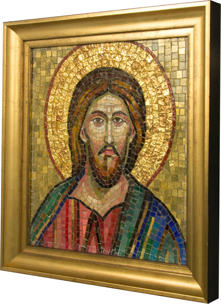 1930s Italian Mosaic of Jesus In Excellent Condition For Sale In Chicago, IL