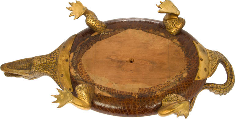 Bronze Figural Alligator Smoking Tray and Accessories 5