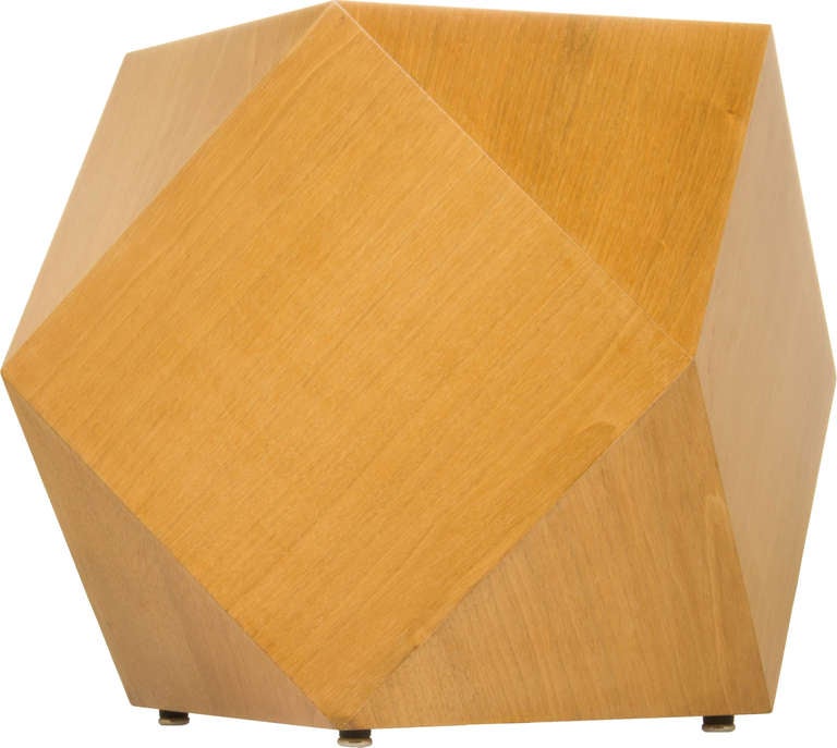 This is a sculptural table by Karl Springer. The table came out of a prominent collection in Chicago. Depending on how you place the piece the measurements vary from 15 x 15 to 18 x 18.