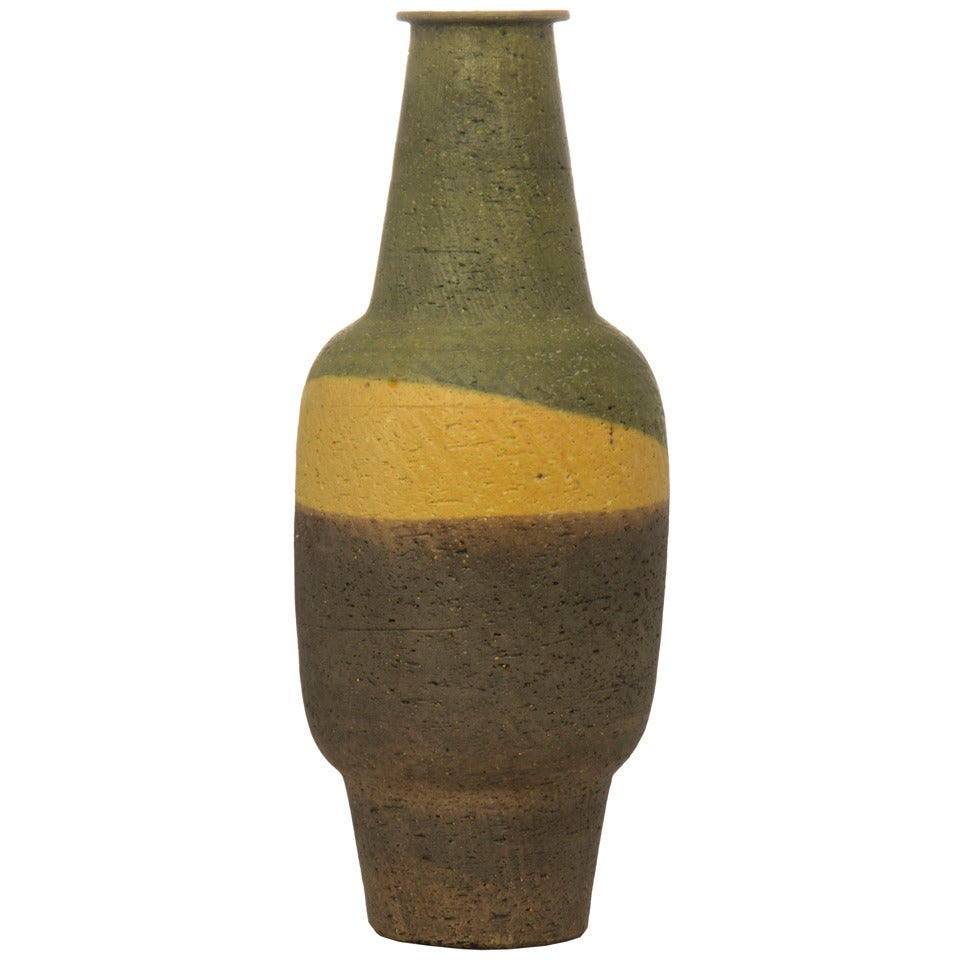 Mid Century Tall Ceramic Vase by Fantoni For Sale