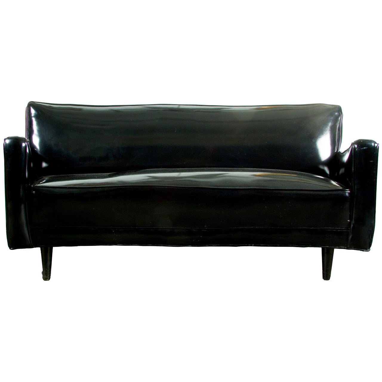 Moderne Patent Leather Loveseat