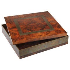 Large Burled Wood And Brass Box