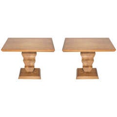 Retro Pair of Sculptural Wooden Side Tables By Karpen