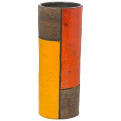 Tall Aldo Londi "Mondrian" Ceramic Vase for Bittosi