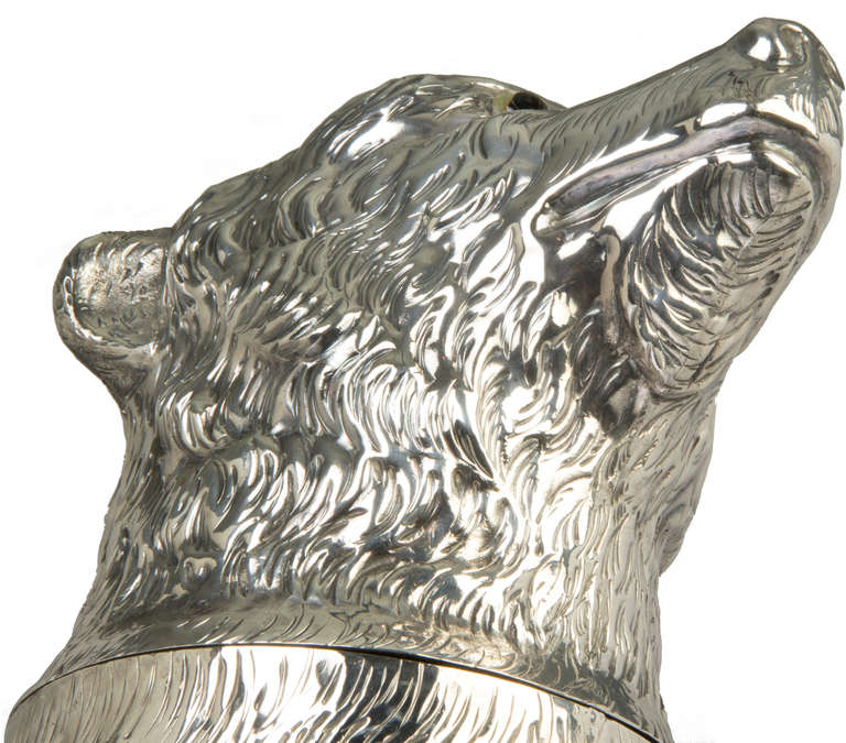 Italian Figural Silver Plate Champagne Bucket of a Bear by Franco Lafini