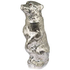 Figural Silver Plate Champagne Bucket of a Bear by Franco Lafini