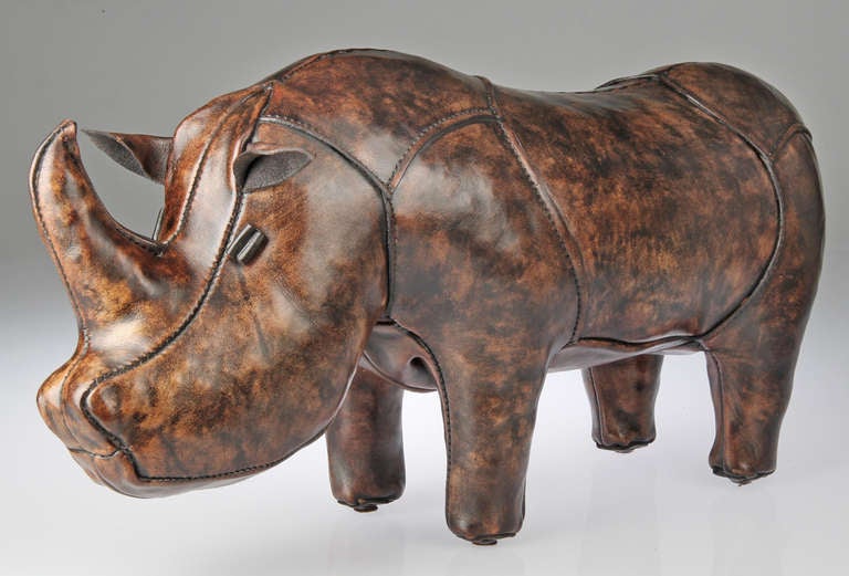 This sculptural  leather Rhinoceros ottoman is in wonderful condition and is nicely proportioned.