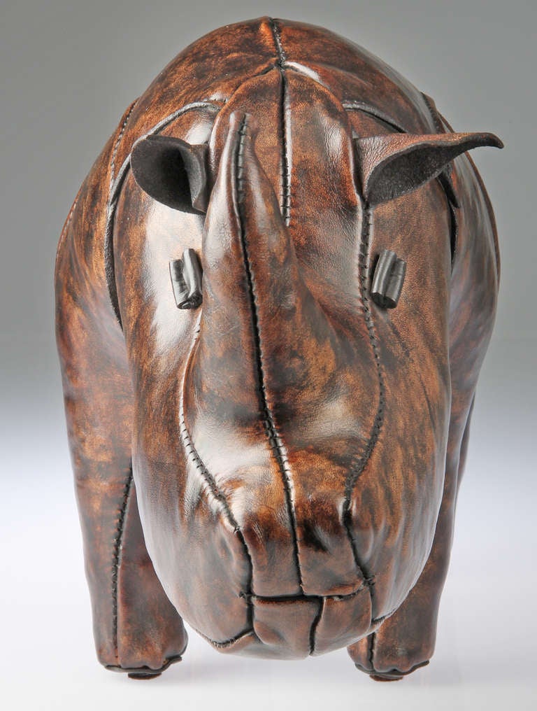 Leather Rhinoceros by Dimitri Omersa for Abercrombie & Fitch In Excellent Condition In Chicago, IL