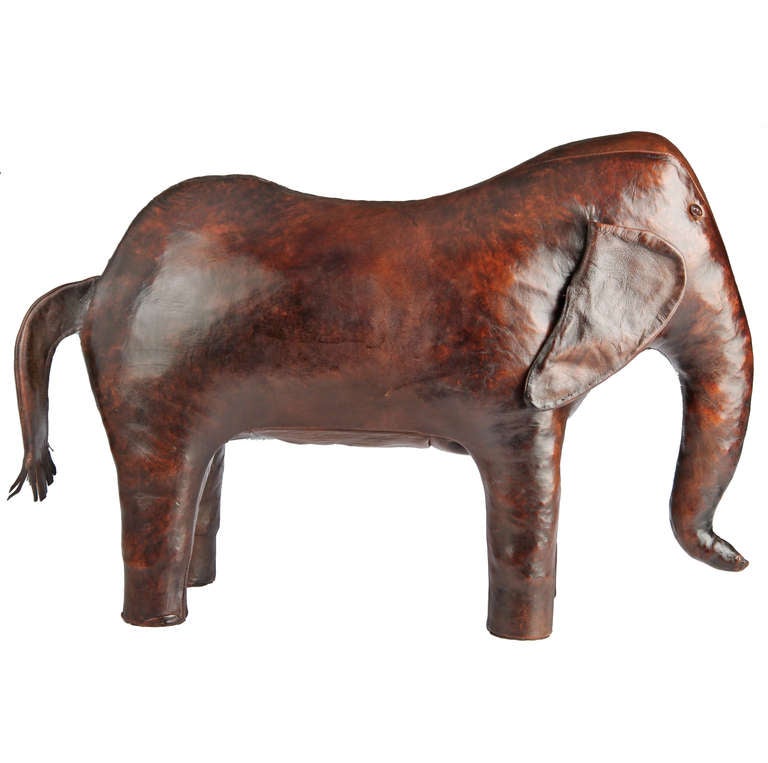 This is a nicely proportioned sculptural leather elephant originally to be used as an ottoman.
