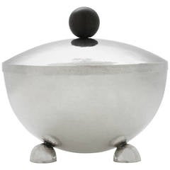 Vintage Art Deco Hand-Hammered Covered Silver Bowl