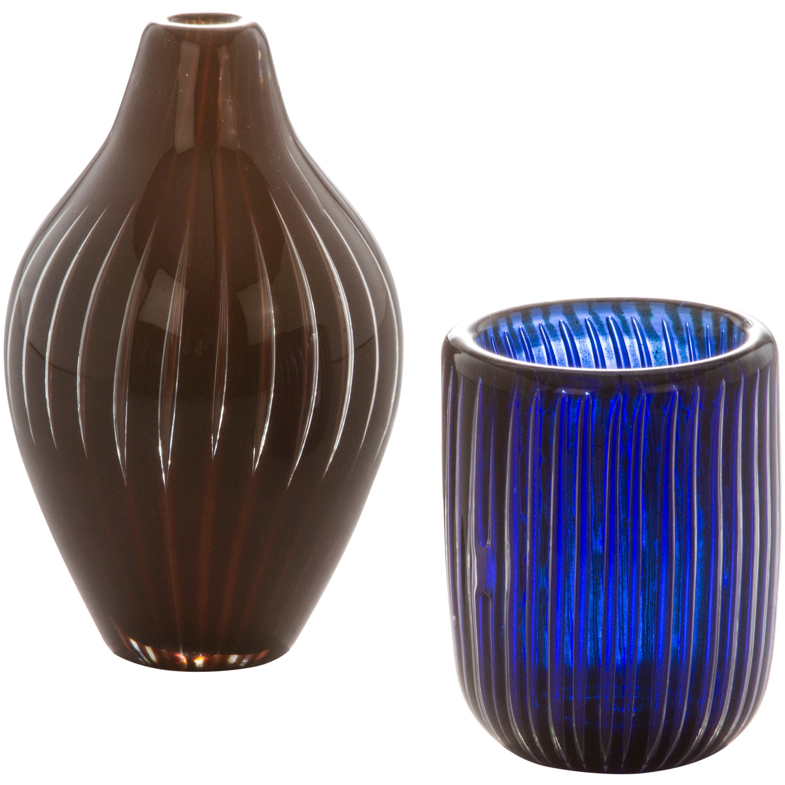 Pair of Orrefors Ariel Cabinet Vases by Edvin Ohrstrom