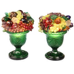 Exceptional Pair of Czech Fruit Lamps