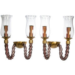 Spectacular Pair of Murano Italian Glass Wall Sconces