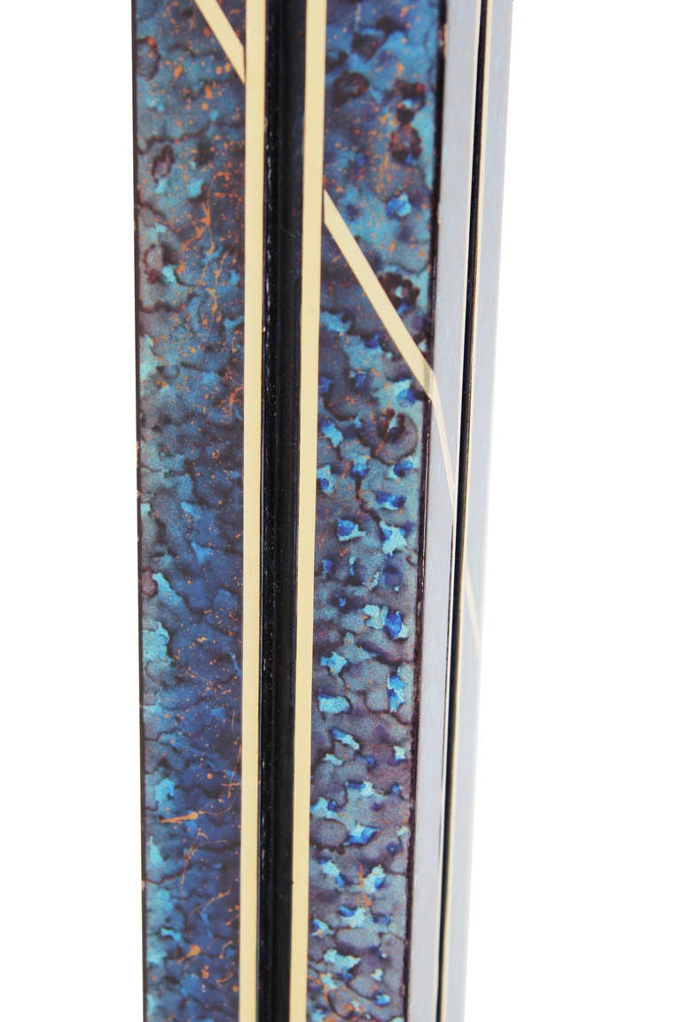 American Karl Springer Blue Enameled  Floor Lamp