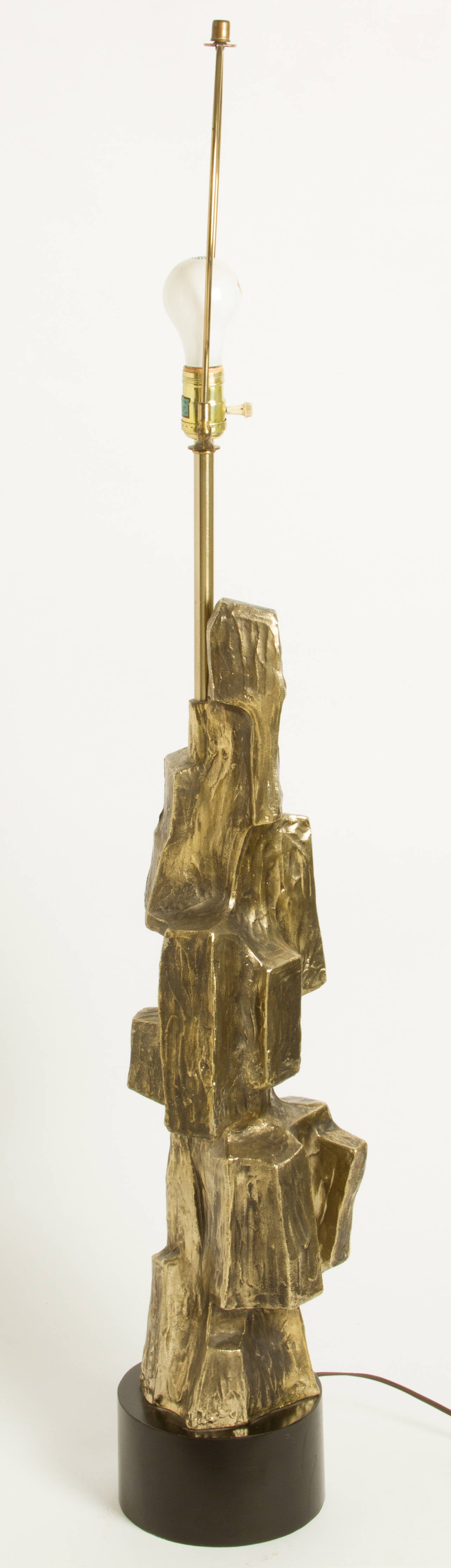 Cast Tall Sculptural Brutalist Lamp 