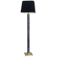 Karl Springer Blue Enameled  Floor Lamp