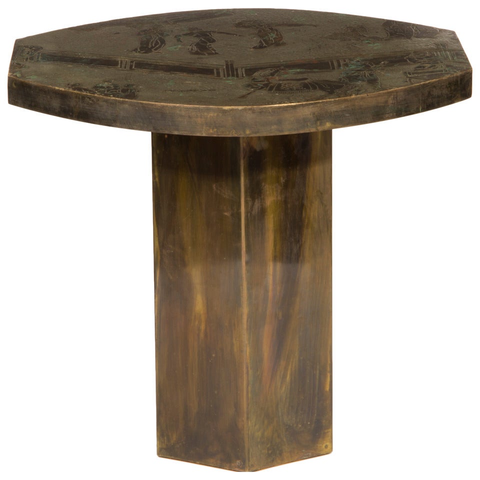 Unusual Laverne Chan Asian Motif Side Table