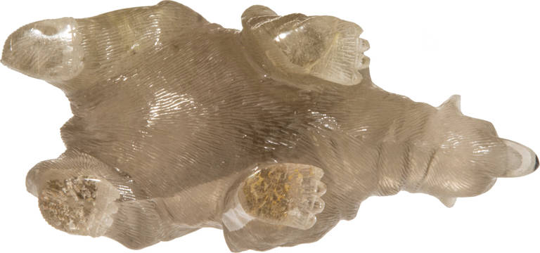 Carved Smoky Quartz Crystal Bear Sculpture, circa 1930s 2