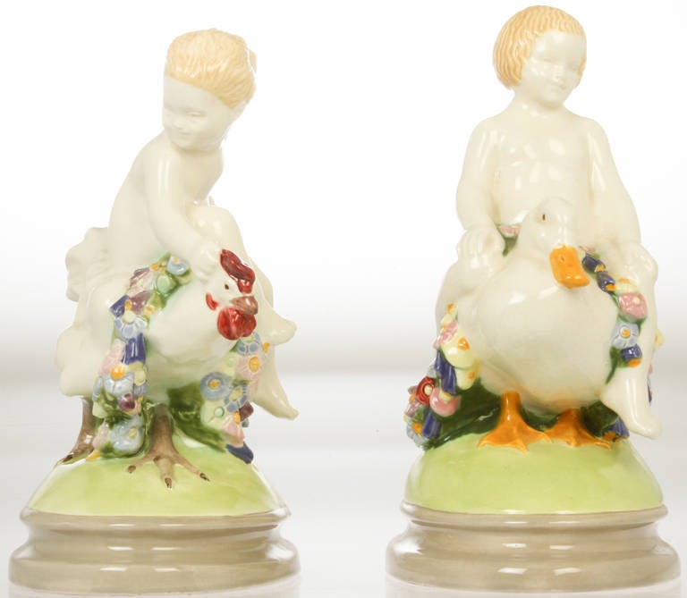 Austrian Pair of Wiener Werkstätte Ceramic Putti