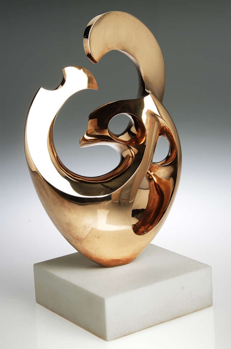 Interesting from all angles, this is a wonderful sculpture by Kieff.  It is signed and numbered and is 6 out of an edition of 6.   
 
The marble base is  6 x 6 x 2 inches
