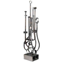 Early Joseph Burlini Brutalist Sculpture Tubular #2
