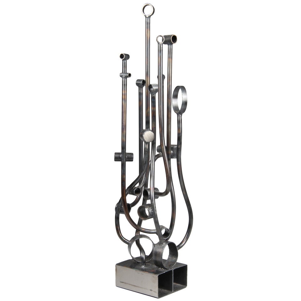 Early Joseph Burlini Brutalist Sculpture Tubular #2 For Sale