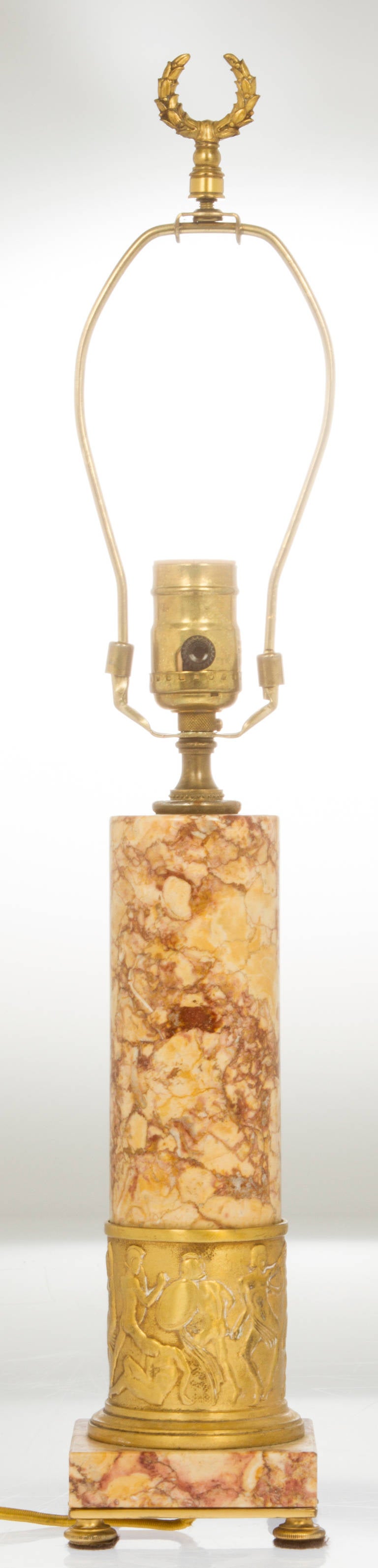 American Classical Art Deco Marble and Bronze Lamp