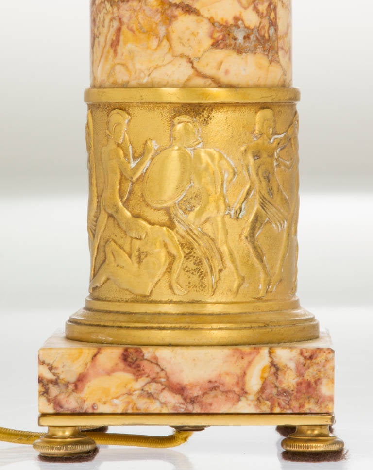 20th Century Classical Art Deco Marble and Bronze Lamp