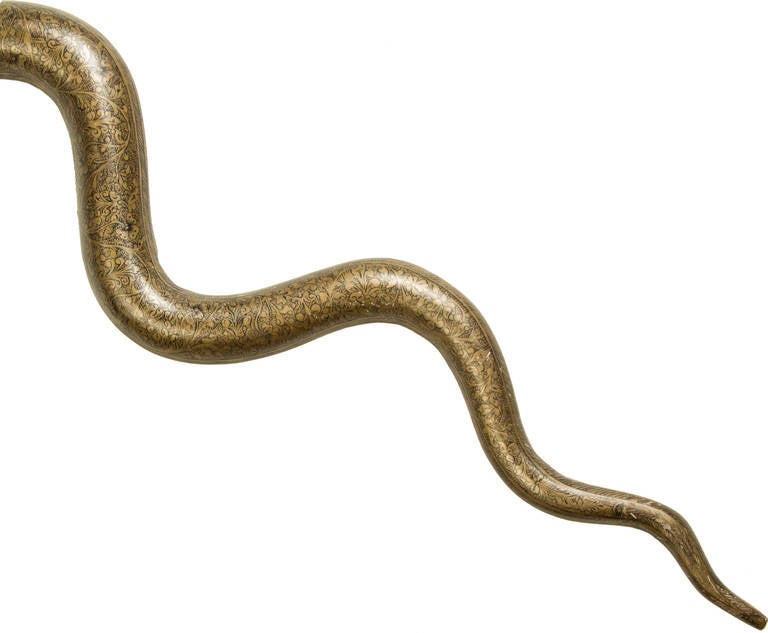 Mid-20th Century Pair of Decorative Cobra Snake Brass Sconces