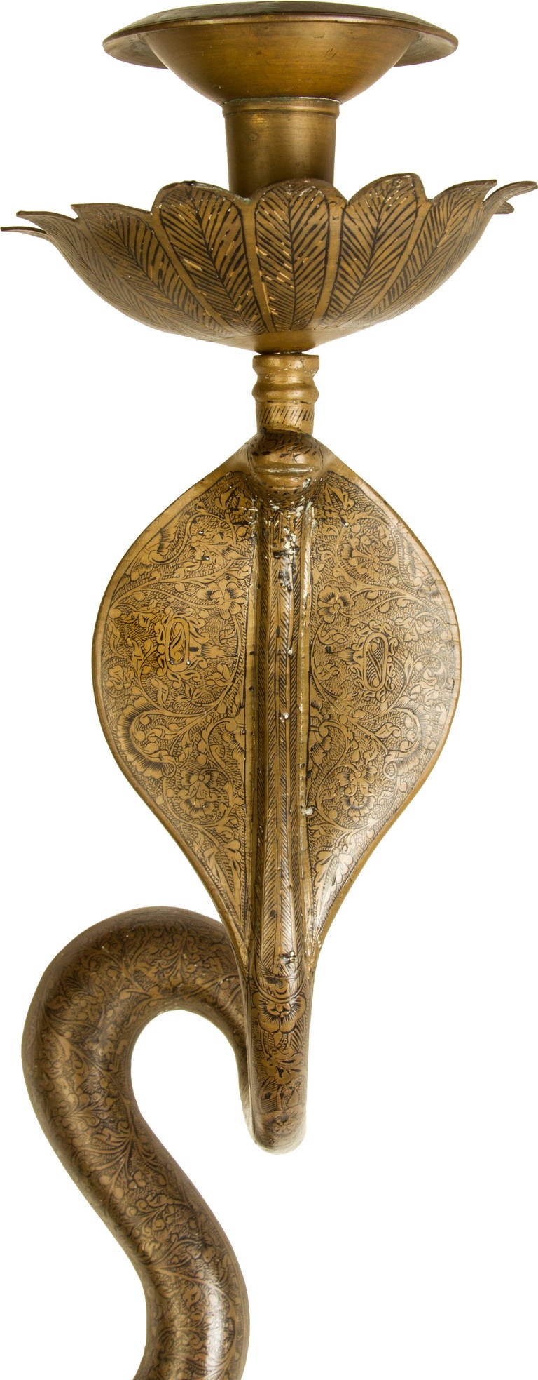 These are fabulous snake candle sconces. This particular pair has very nice detail and patina.