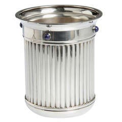 Fluted Silver Cartier Champagne Bucket with Lapiz Lazuli