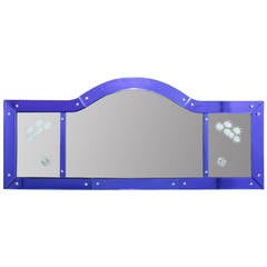 Art Deco Cobalt Blue Bordered Horizontal Mirror