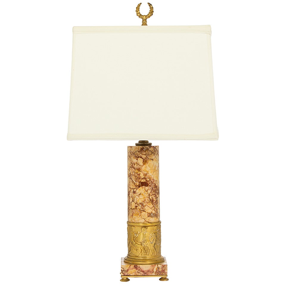 Classical Art Deco Marble and Bronze Lamp