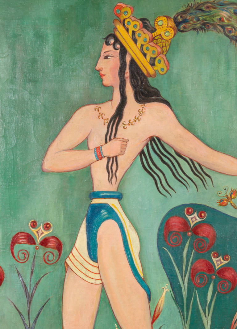 Early 20th Century Painting of a Minoan Nobleman
