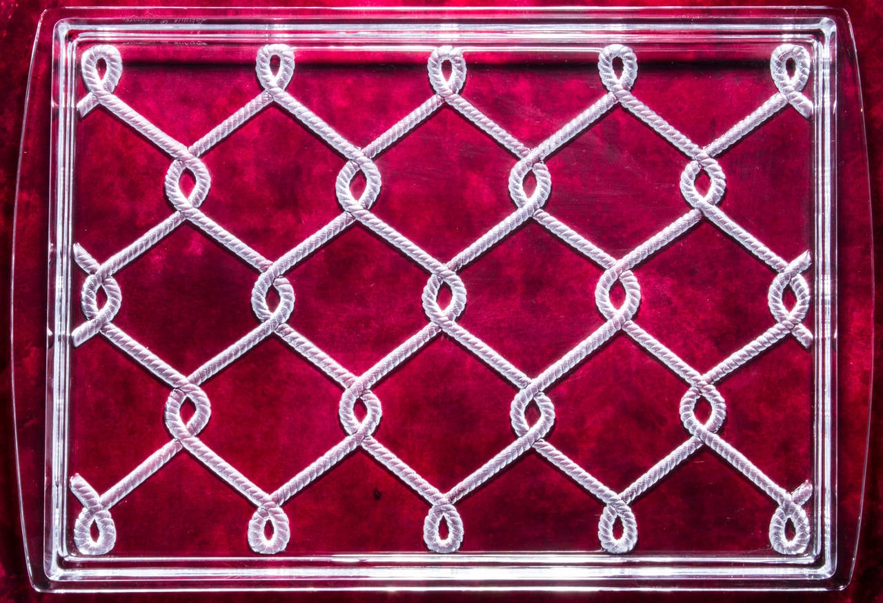 Lalique Glass Tray with Rope Motif at 1stDibs