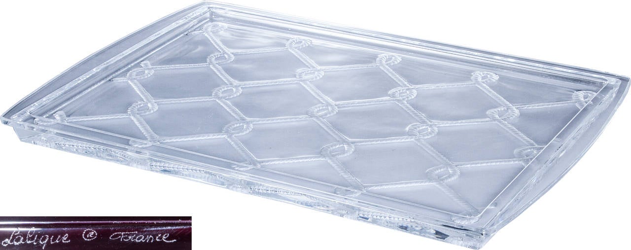 Lalique Glass Tray with Rope Motif at 1stDibs