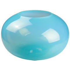 Monumental Italian Glass  Blue Orb Vase by Barovier