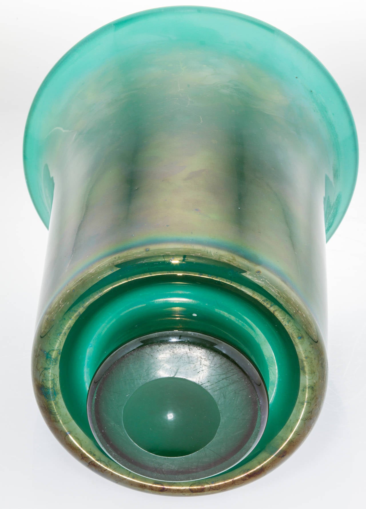 Large Iridescent Italian Glass Vase in Scarpa Style For Sale 1