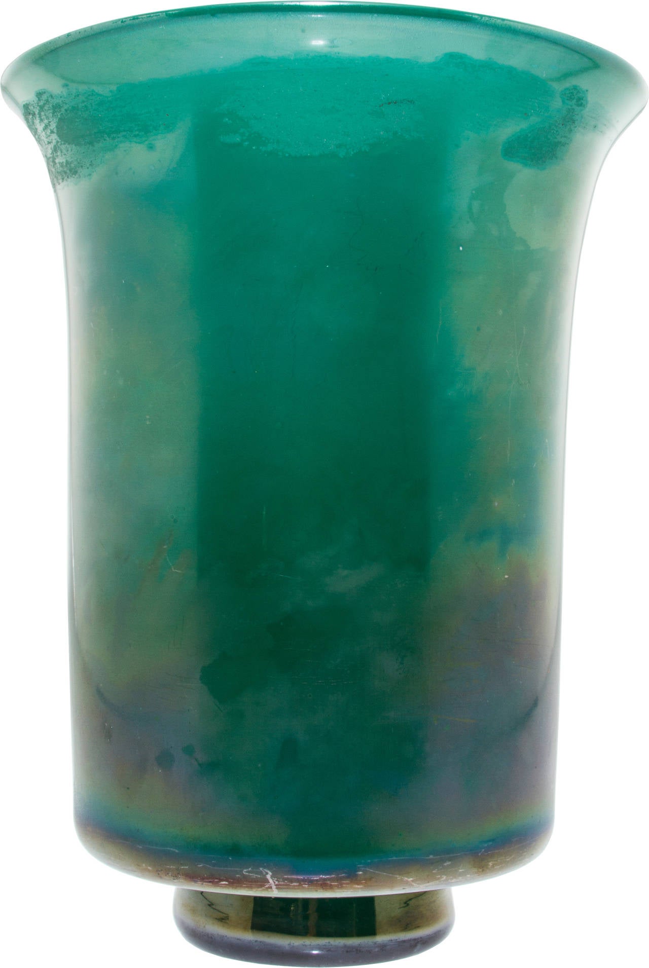 Large Iridescent Italian Glass Vase in Scarpa Style In Good Condition For Sale In Chicago, IL