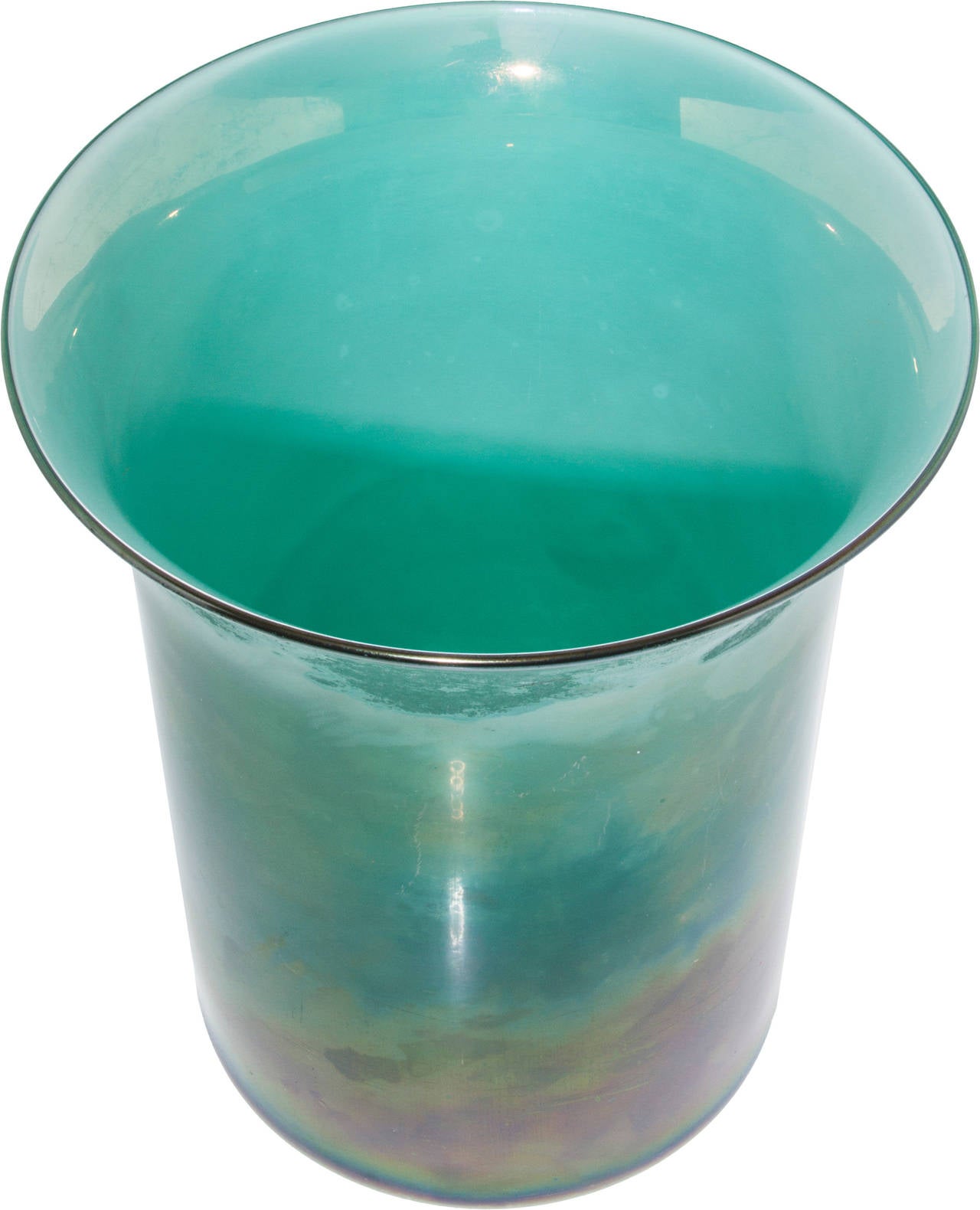 Mid-20th Century Large Iridescent Italian Glass Vase in Scarpa Style For Sale