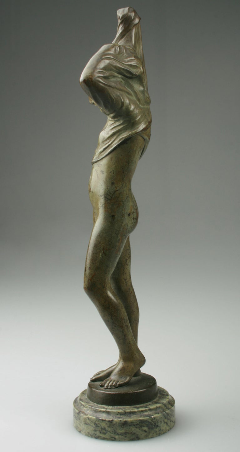 French Bronze by Clemencin of a Young Woman Disrobing