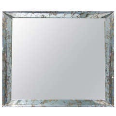 Large Mid Century Mirror with Modern Eglomise Mirrored Border