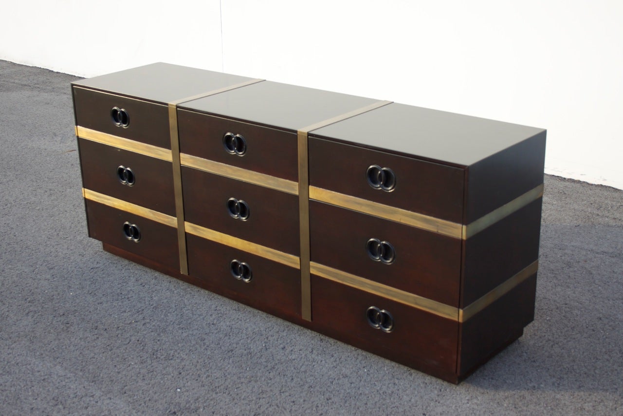 1960s Chest of Drawers by Heritage with Brass Straps